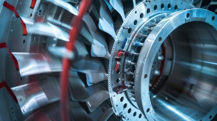 A detailed view of an aerospace engineer testing aircraft components in a testing facility, Aerospace testing scene, Flight testing style