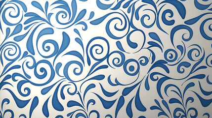 Ornamental blue swirl pattern, decorative design, artistic background, copy space