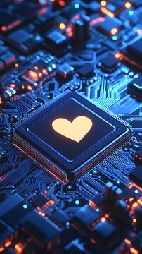 Circuit Board with Heart Icon Processor