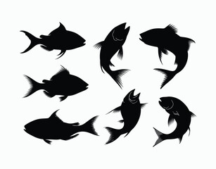 Fototapeta premium Elegant Fish Silhouettes Vector Template