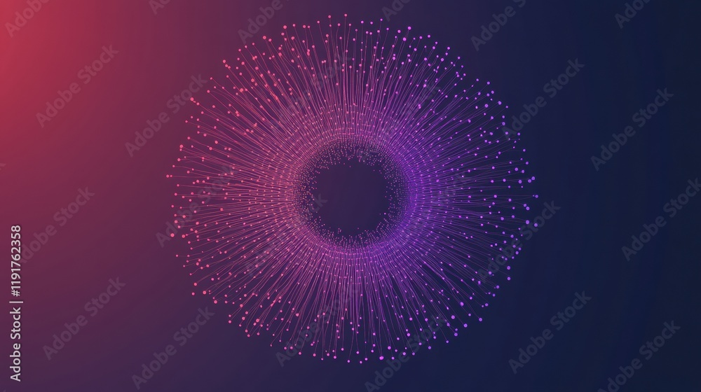Fototapete graphical representation of a minimalistic virus design featuring vibrant purple and red colors agai