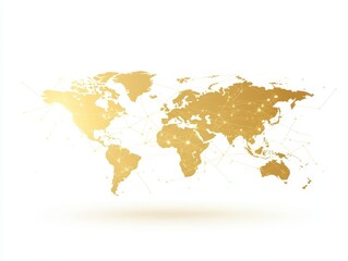 Golden world map vector, explore global continents and international connections