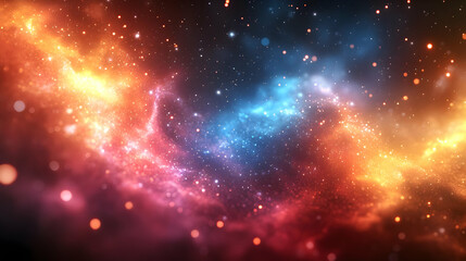 Naklejka premium Cosmic Nebula with Fire and Ice: A Vibrant Celestial Encounter