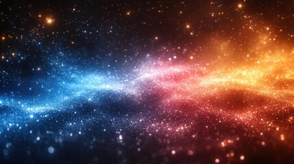 Obraz premium Cosmic Nebula with Blue and Orange Hues, Celestial Glitter and Sparkle, Abstract Space Background