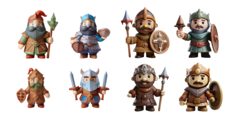 Colorful Fantasy Character Icons for Games, PNG collection, set bundle, isolate on transparent or white background