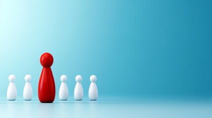Red figure stands out from the crowd, a visual representation of uniqueness, individuality, and leadership