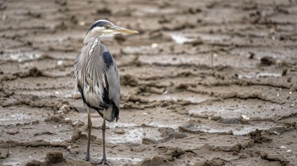 Graceful Great Heron. Serene nature scene
