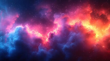 Fototapeta premium Cosmic Nebula with Vibrant Hues of Red, Blue and Orange