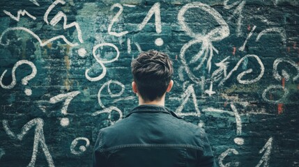 Man Contemplating Life's Unknowns: A Visual Metaphor