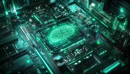 Fototapeta premium Quantum computing neural network with artificial intelligence