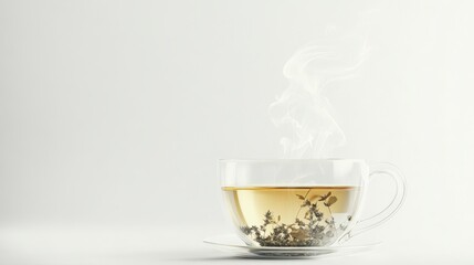 A cup of tea with steam rising from it