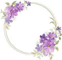 Watercolor purple flower wreath