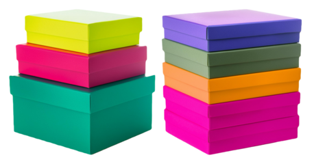 Colorful gift boxes isolated on transparent background suitable for celebrations and gift packaging ideas