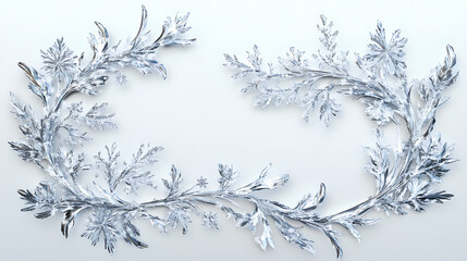 Winter ice snow frozen crystals frostwork frame on transparent background, snowflake christmas overlays, snow texture, holiday photo effect. Frostwood. Illustration