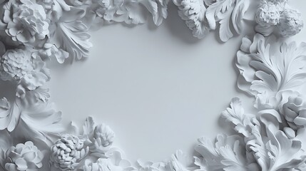 White Floral Frame Elegant Design Background