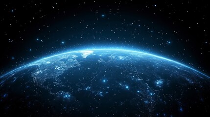 Stunning Earth at Night Global City Lights and Starry Space Background
