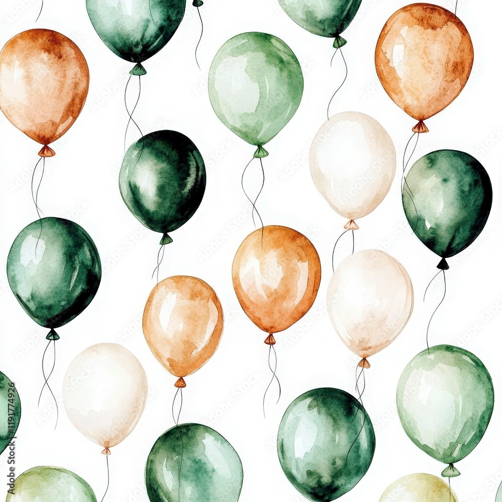 Wall mural Watercolor Balloons Pattern.