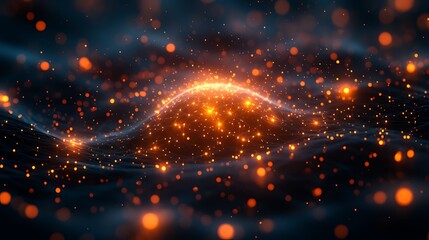 Obraz premium Glowing sphere particle wave abstract background