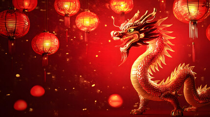 Chinese new year red dragon background. Dragon symbol