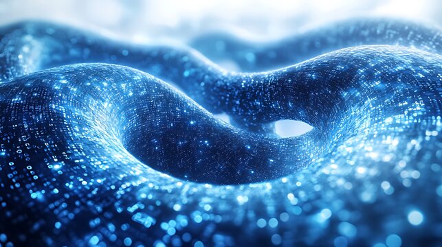 Abstract Blue Data Wave Flowing, Digital Background