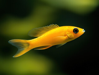 Bright Yellow Fish Gliding in a Vibrant Underwater World