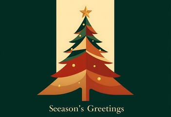 Abstract Christmas Tree Festive Design Warm Colors Minimalist Style