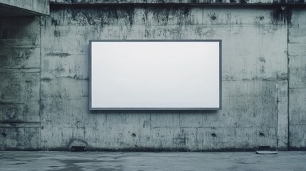 Blank Billboard on a Weathered Concrete Wall: Urban Advertising Mockup
