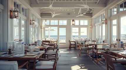 Fototapeta premium Seaside Elegance waterfront restaurant