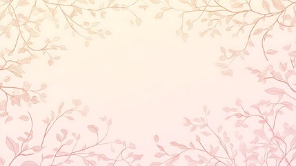 Delicate Pink Branches and Leaves Frame a Soft Background