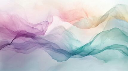 Pastel Dream: Abstract art piece featuring flowing pastel colors creating a dreamy, ethereal landscape. Soft hues of pink, purple, teal, and yellow blend seamlessly.