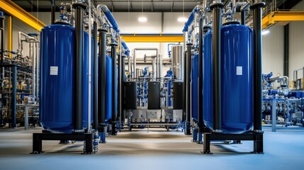 A large industrial building with many tanks and pipes