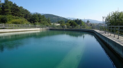 Fototapeta premium A large body of water with a greenish tint