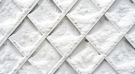 Obraz premium Snow Accumulated on Diamond-Patterned Exterior Wall