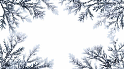 Frostwork snow frost frozen ice crystals frame on white background frame border. Frostwood. Illustration