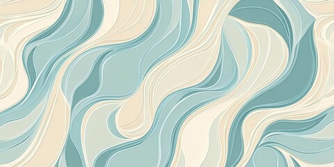 Fototapeta premium Blue wave pattern design with smooth abstract curves and geometric shapes resembling ocean waves and flowing water.