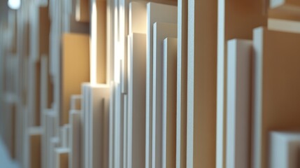 Obraz premium Abstract beige and white geometric shapes, 3D rendering.