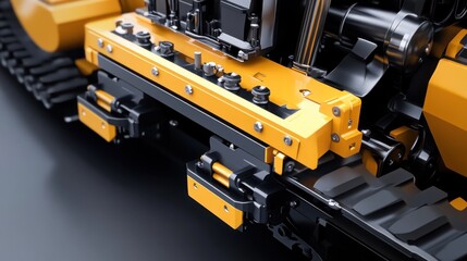 Close-up of yellow and black industrial machinery component.