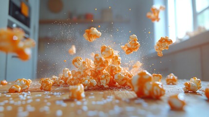 Caramel popcorn explosion kitchen countertop