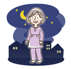 深夜に出歩くおばあさん