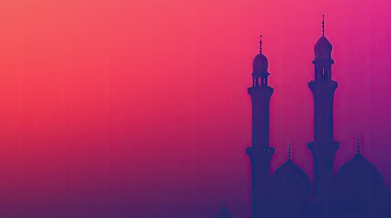 Sunset Mosque Silhouette, Peaceful Dusk, Spiritual Serenity, Islamic Architecture, Ramadan Greeting