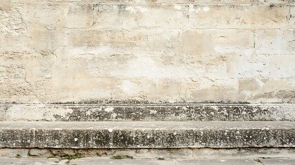 Fototapeta premium Weathered Stone Wall With Two Steps Below