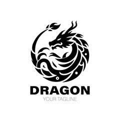 Dragon Logo, Dragon Logo Design, Dragon Logo Black, Dragon Logo Brand. Dragon Logo Vector Design on White Background