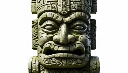 Ancient Mayan Stone Carving: A Detailed Close-up of a Mystical Totem