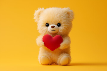 Fototapeta premium Teddy bear holding a red heart for Valentine's Day