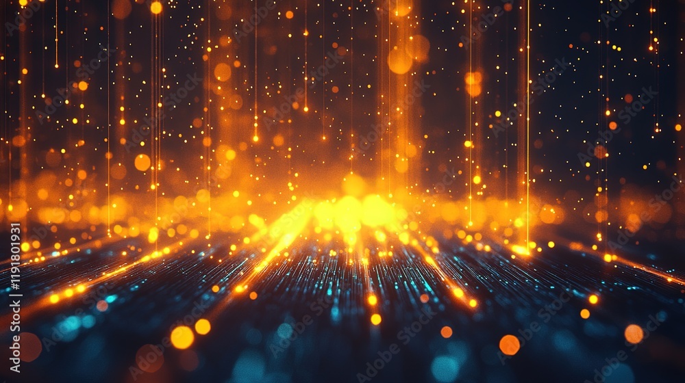 Poster dynamic light patterns abstract setting digital art futuristic environment wide-angle view visual ef