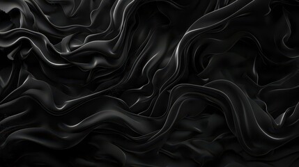 Obraz premium Abstract black fabric with flowing textures and smooth curves.