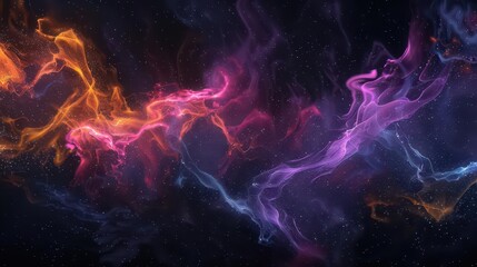 A vibrant cosmic scene with swirling colors representing space and nebulae.