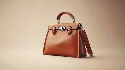 Stylish Brown Leather Bag with Elegant Design and Metal Buckles on a Light Background, Perfect for Fashion and Accessory Photography, Showcasing Premium Craftsmanship and Versatility