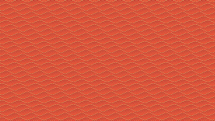 Chinese geometric pattern texture with yellow waves on red background