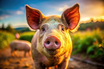 Chinese Pig Portrait Photography: Majestic Swine, Farm Animal, Asian Pig Breed,  Rural China, Domesticated Pig